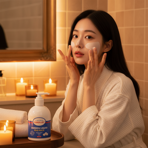 [특가전]퓨어플러스 스웨덴 리퀴드 에그팩 300ml 클렌징폼 팩겸용 액상... 실사용 후기 | 효과 있을까? - 상품 이미지 4