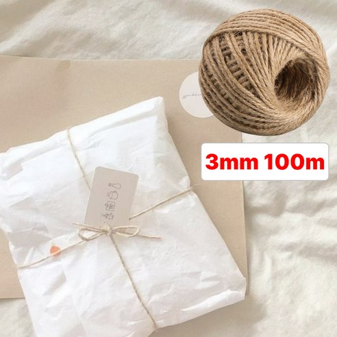 별오점 포장용 다용도 노끈 지끈 황마끈 3mm 100m, 1개, 황색