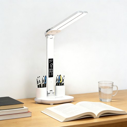 KEMEI USB 포트 블루라이트 차단 LED 스탠드 독서용 책상 조명 눈부심 없는 시력보호, 화이트