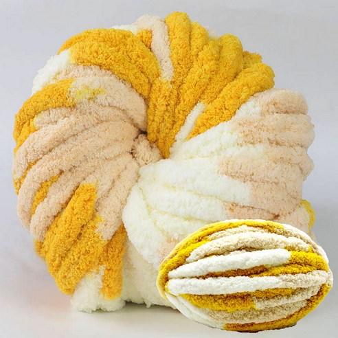 자이언트 뜨개실 핸드니팅 250g/27m, 1개, Ginger/옐로우크림