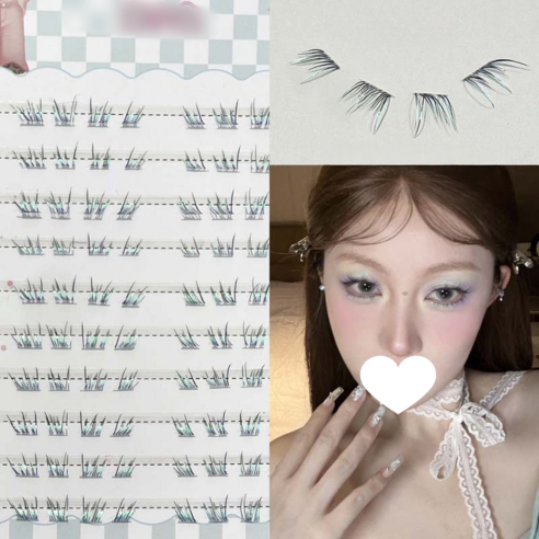 MorningSea 그라데이션언더속눈썹 자연스러운 색상 충돌 만화속눈썹 10줄, 믹스컬러, 1개