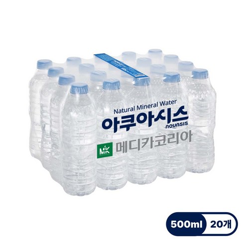 아쿠아시스 생수 무라벨, 500ml, 20개