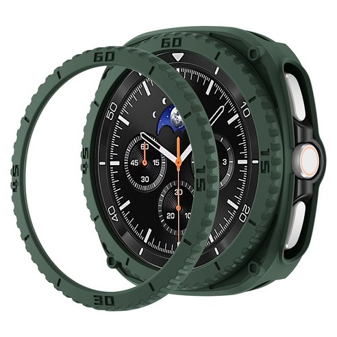 더조은셀러 베젤가드 풀커버 케이스 논슬립 갤럭시워치8 클래식 44mm 40mm 호환, 그린