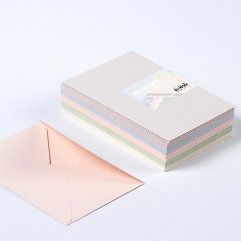 PaperPhant 하이퀄리티지 두꺼운(180g) 가로형 카드봉투 미디엄(180*120mm) 엠보싱 색지(레이드), 50개, 5컬러