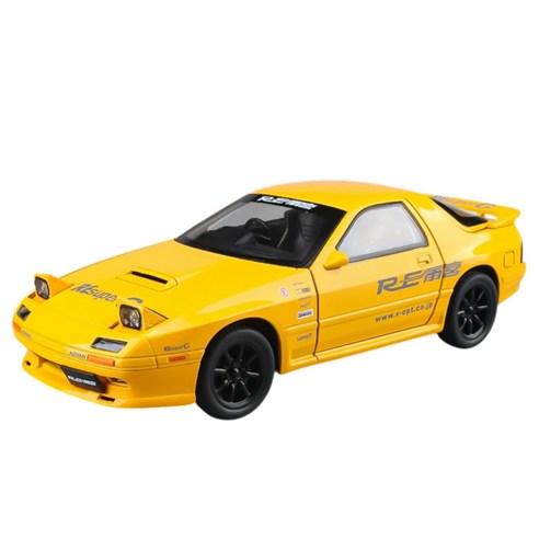 마이카 다이캐스트 금속 1:24 마쓰다 RX7-FC 모델 자동차 모형 피규어 장식, 1개, 02_옐로우
