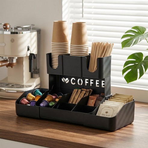 Curious Pony 큰종이컵 디스펜서 일회용 종이컵 홀더 종이컵 컵홀더, 1개, 블랙