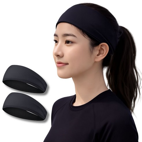 로로포우 프리다이빙 헤어밴드 스노쿨링 스포츠, 2개, 블랙+블랙