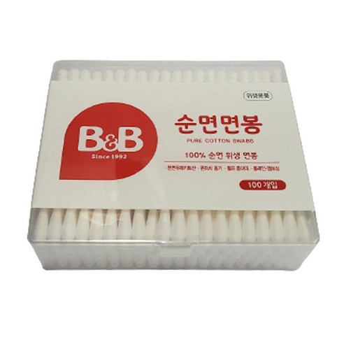 비앤비 면봉 유아용 사각 100p 위생면봉 키토산함유 순면, 100개입, 1개