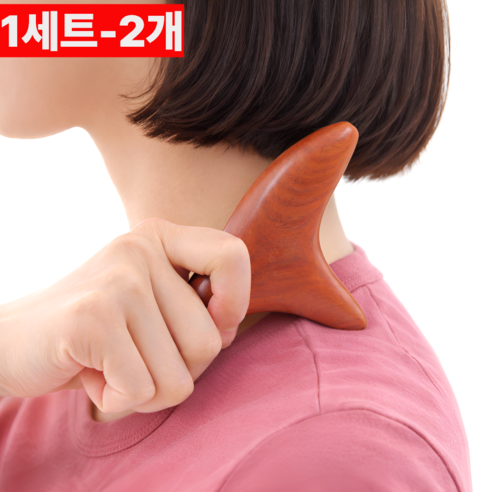 진수앤영 시원한 전신 마사지 우드 괄사 지압봉, 우드브라운, 2개