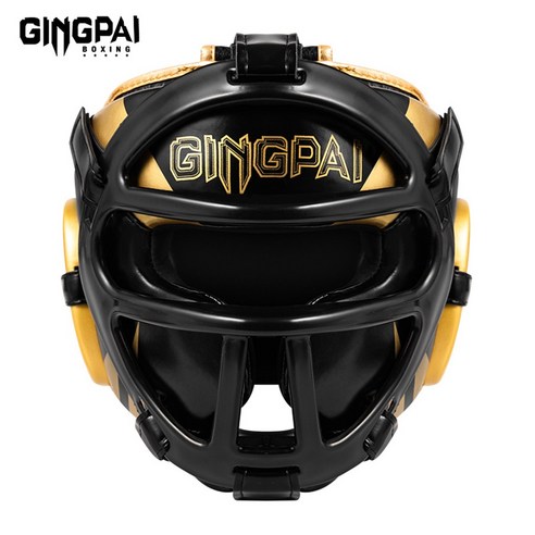 GINGPAI 징파이 징파이 마스크형 복싱 헤드가드 무에타이 샌다 실전 전밀폐 보호헬멧, 1개, MASK-블랙&골드