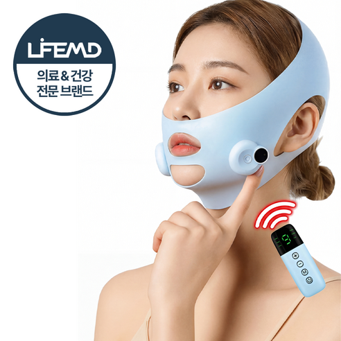 라이프엠디 ems 저주파 리프팅 마사지기 얼굴 턱선 피부 탄력 케어 마사지 밴드 사각턱 이중턱 처짐 방지 미용 기계 360도 페이스 v라인 관리기, 스카이블루, LMD168L
