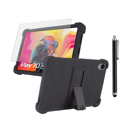 ALLDOCUBE Iplay70 Mini Turbo 거치대 범퍼 케이스 + 저반사 매트 필름 + 터치펜, BLACK, 1개