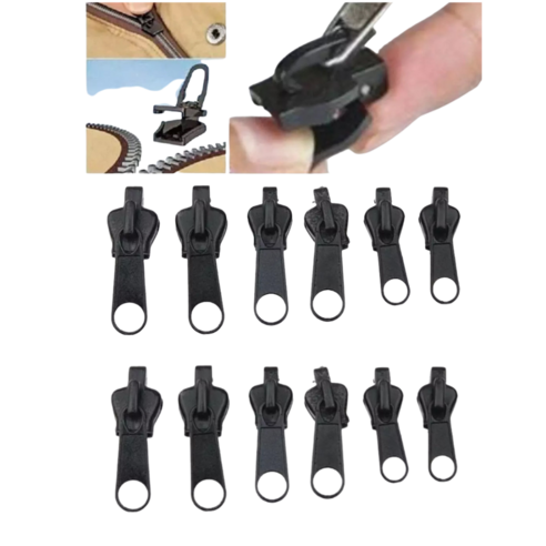 GLBO금속 지퍼머리 세트 셀프수선 지퍼고리ZIPPER14, 12개, 블랙Black(XRG01)