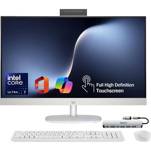 HP 27인치 FHD 터치스크린 올인원 - 모든 것이 완벽하게 작동하는 인텔 코어 울트라 7 155U 32GB DDR5 1TB SSD 무료 웹 오피스 HDMI 및 이더넷, 32GB DDR5 | 1TB SSD, 32GB DDR5 | 1TB SSD