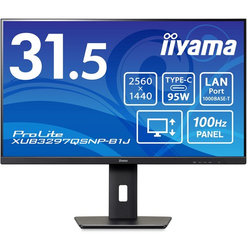 iiyama 31.5 WQHD IPS HDMI DisplayPort USB Type-C ProLite XUB3297QSNP-B1J 모니터 디스플레이