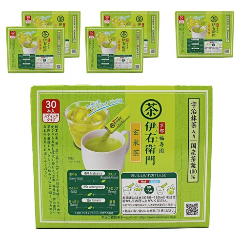 이에몬 말차 함유 현미차 스틱 타입, 800mg, 6개, 30개입