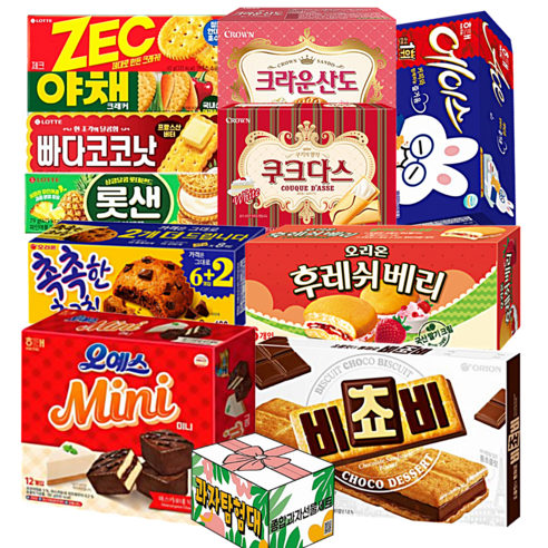 사무실 과자세트 11종 간식 모음, 1세트, B세트 비쵸비 오예스미니 후레쉬베리 촉촉한초코칩 외