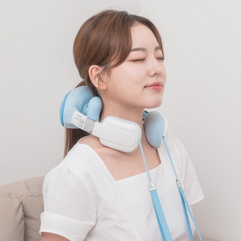 릴렉스파 목 어깨 마사지기 무선 온열 H형 승모근 겨울 벨벳 원단 안마기, 파란색, 파란색