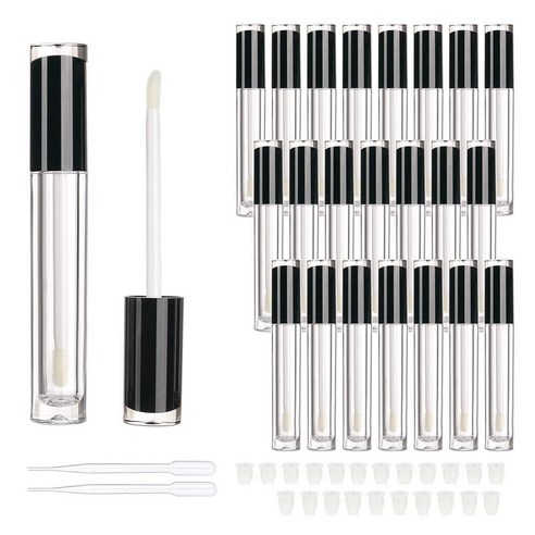COSIDE 사이드A 22팩 빈 원형 5ml 블랙 립글로스 튜브 귀여운 용기 지팡이 도매 대량 립밤 포장 (doe foot ...