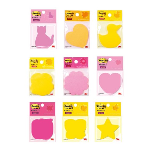 Post-it 포스트-잇 강한 점착용 모양 노트 포스트잇 점착식 메모지, 하트, 45매, 1개