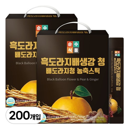 순수식품 흑도라지배생강청 스틱 10ml, 200개 실사용 후기 | 효과 있을까? - 상품 이미지 1