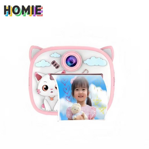 HOMIE 고화질 디지털카 메라휴대용 미니 즉석카메라 인화지, 1개, 핑크색