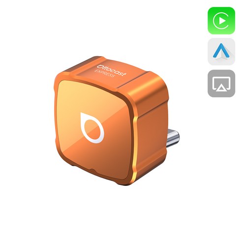 Ottocast Express 3in1 무선 안드로이드 오토 앤 애플 카플레이 앤 iPhone 미러링 동글 어댑터, 오렌지, C 타입