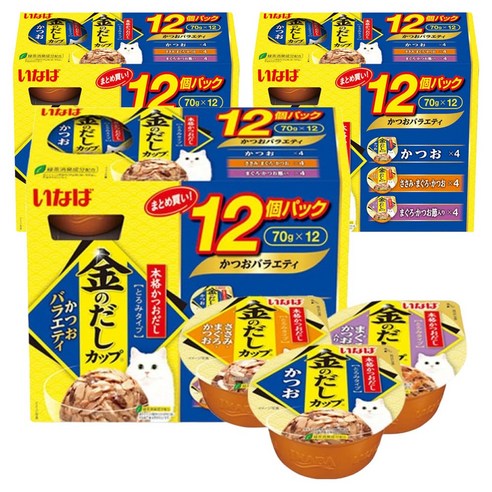 이나바 고양이 금빛육수컵 간식캔, 가다랑어, 70g, 36개