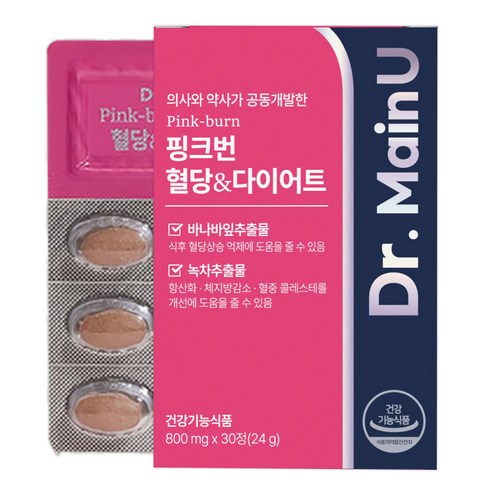 닥터메인유 핑크번 혈당 다이어트 바나바잎 카테킨 식후 혈당 상승 억제 체지방 감소, 30정, 1개