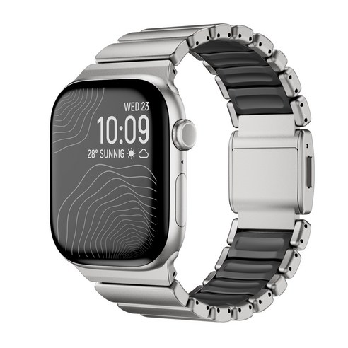 애플워치 스테인리스 스트랩 밴드 시계줄 42 / 44 / 45 / 46 / 49mm, 1개, 은색+블랙
