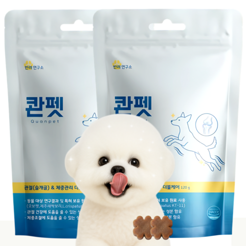 콴펫 강아지 관절 종합영양제 슬개골 체중관리 유산균, 2개, 뼈/관절강화, 60정