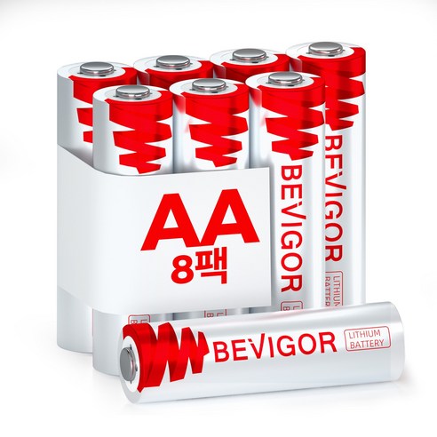 BEVIGOR AA 리튬 배터리 철 트리플 오래 지속되는, 1개, 8개입