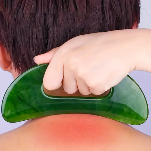 셀루앙드 고급 롱 핸들 수지 괄사 마사지기, 초록, 1개