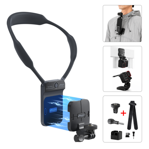 DJI 인스타360 모션 카메라 및 휴대폰 자석식 히든 홀더가 있어 1인칭 시점 VLOG 촬영에 적합합니다., 1개, 검은색