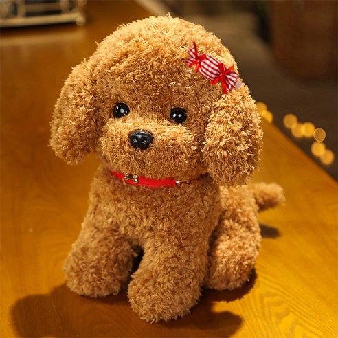 스토리원 리본 푸들 강아지 동물 인형 봉제 중형 소형 ST-TOY-008, 1개, 베이지, 22cm