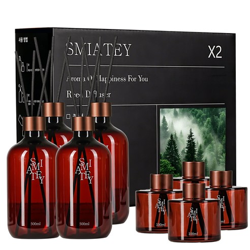 스미어티 디퓨저 대용량 실내 방향제 리필액 선물 세트 집 화장실 방향제 500ml, 숲속새벽공기, 4개