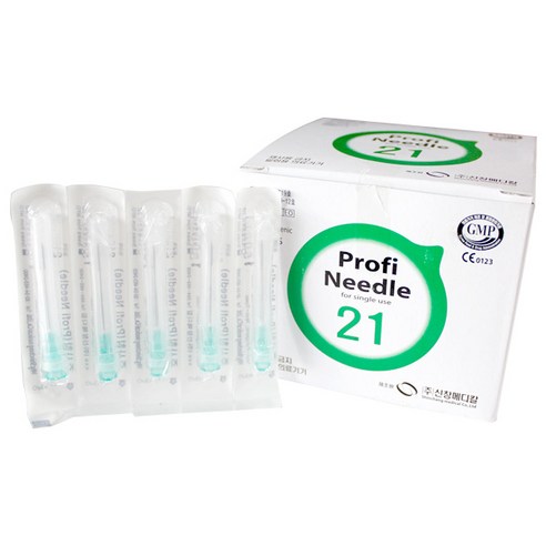 일회용 주사 바늘 신창 Needle 21G 100개입 니들 멸균 주사침, 1세트
