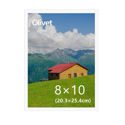 olivet 우드그레인 인테리어 액자 벽걸이 스탠드 겸용 무타공 사진틀 8*10 (20x25.4cm), 1개, 순백색