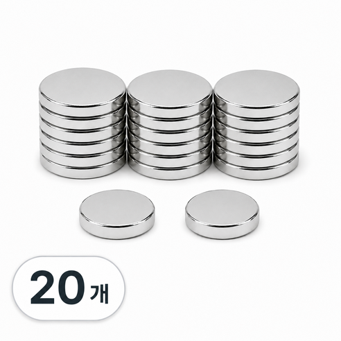 립트 초강력 네오디움 원형 자석 10mm x 2mm, 20개, 실버