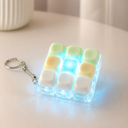 차르미콜 LED 키캡 키링 9구 마카롱 클릭커 피젯토이 스트레스 해소 장난감, LED 9구 마카롱 믹스, 1개