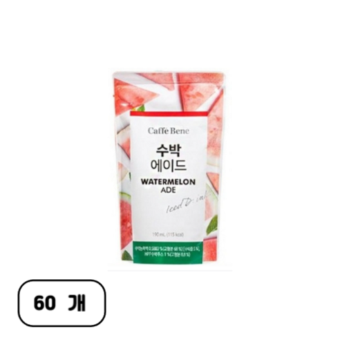 카페베네 수박에이드, 190ml, 60개