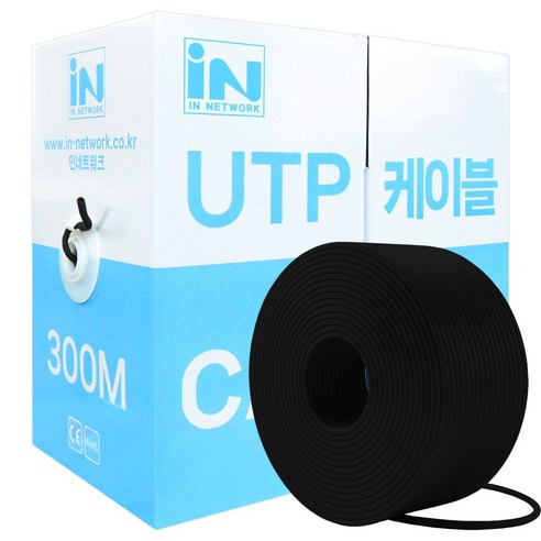 인네트워크 CAT.5E UTP 제작용 랜케이블 300M 박스형 블랙 IN-5UTP300MBKEC, 1개