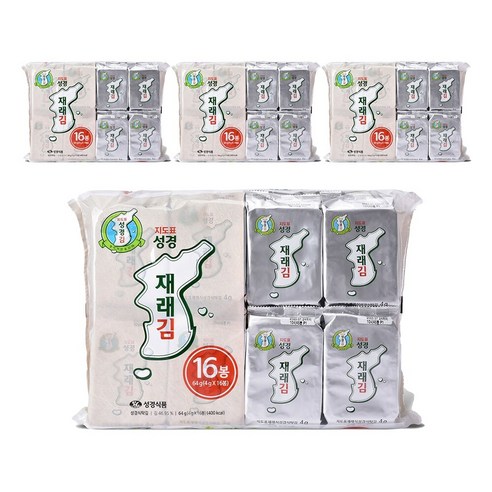 [성경김본사] 지도표성경 재래 식탁김 4gx16봉x4개(총64봉), 64개