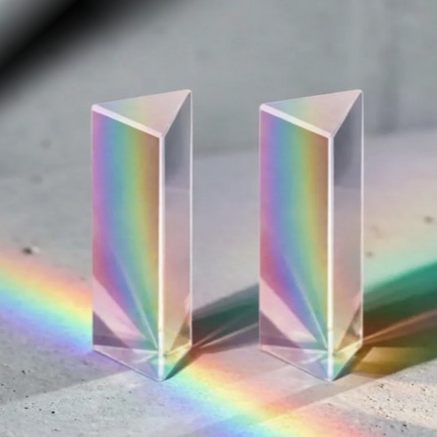 컴위즈 광학 크리스탈 삼각 프리즘 10 x 3 cm 무지개 과학 실험 촬영 소품, 2개