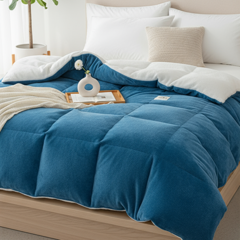 제로세븐 겨울 이불 차렵 이불 양면 우유 양털 극세사 침구 한파용 두꺼운 이불 뭉침없는 원단