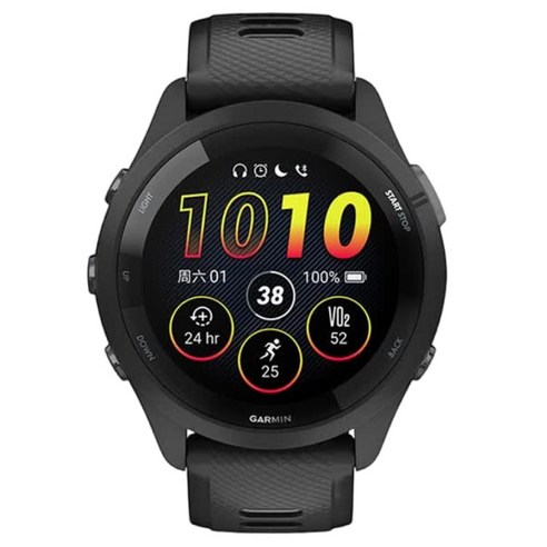 가민 포어러너265 스마트 워치, 블랙, 3.3cm, GPS + 블루투스