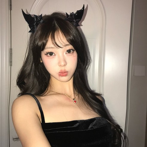 니렌스 할로윈 코스프레 파티 악마 날개 리본 헤어핀 2개 세트