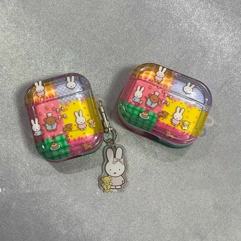 티류으스 미피 토끼 에어팟케이스 호환 AirPods 4 세대 에어팟케이스 키링 세트