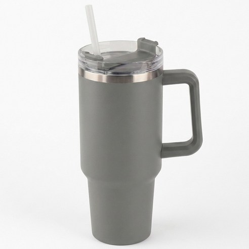 루메이크 스텐 대용량 손잡이 텀블러 + 빨대, 1개, 1.18L, 그레이