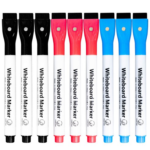 두니드 얇은 화이트 보드마카 0.5mm 검정 3p + 빨강 3p + 파랑 3p 세트, 검정, 빨강, 파랑, 1세트